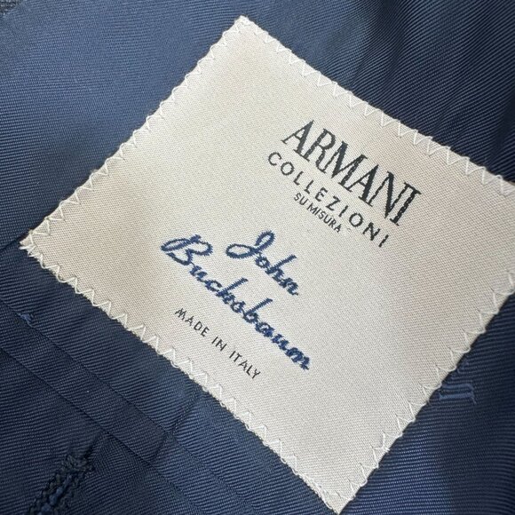 Armani Collezioni Blazer 39R Pinstripe 100% Wool Ventless Navy Blue Made In Ital - Picture 3 of 12